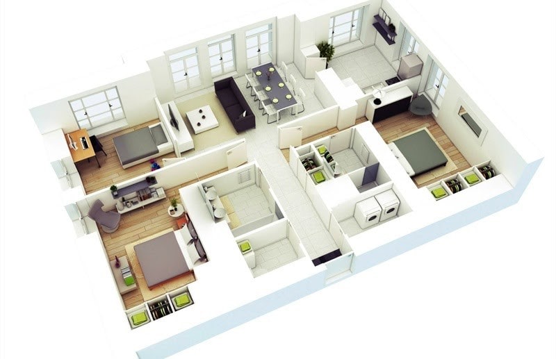 Gợi ý thiết kế căn hộ 100m2 3 phòng ngủ phù hợp nhất cho các gia đình 
